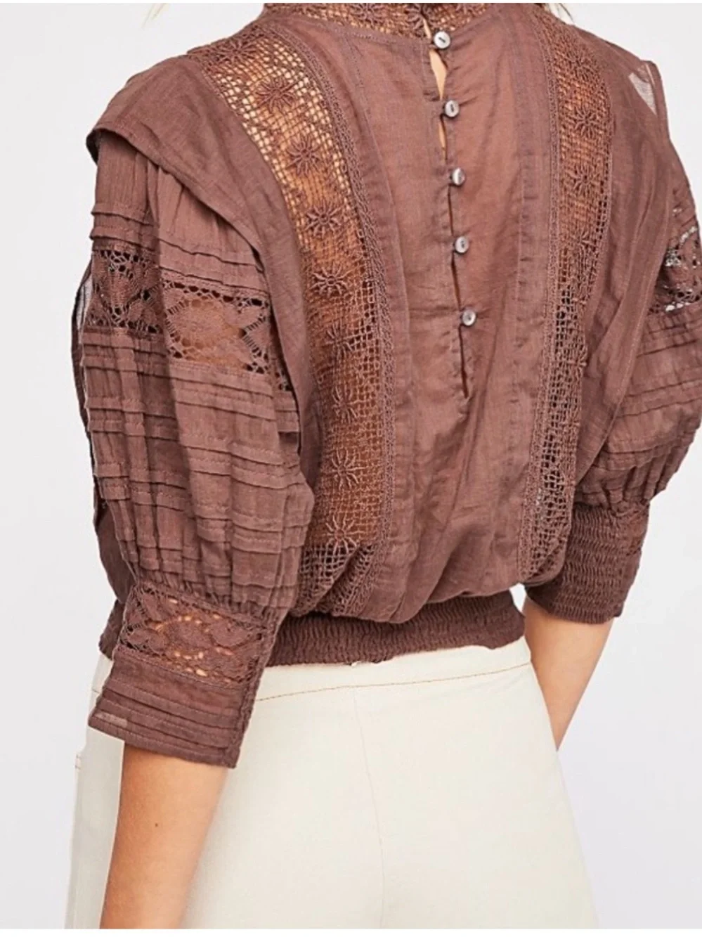 Free People One Sydney Blouse Cotton Brown Size Small